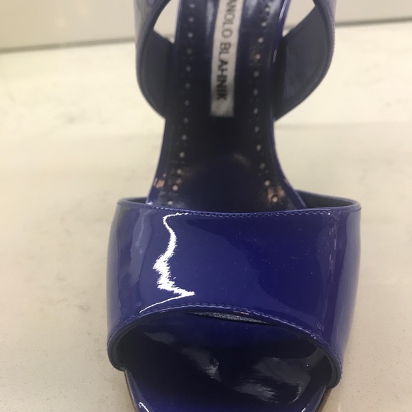 Manolo Blahnik Cobalt Blue Patent Leather Heels - Picture 4 of 8
